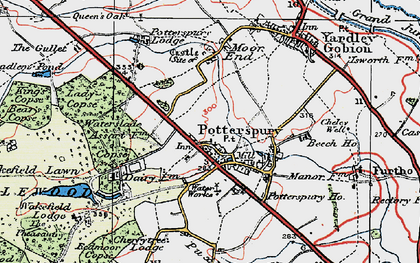 Old map of Potterspury in 1919
