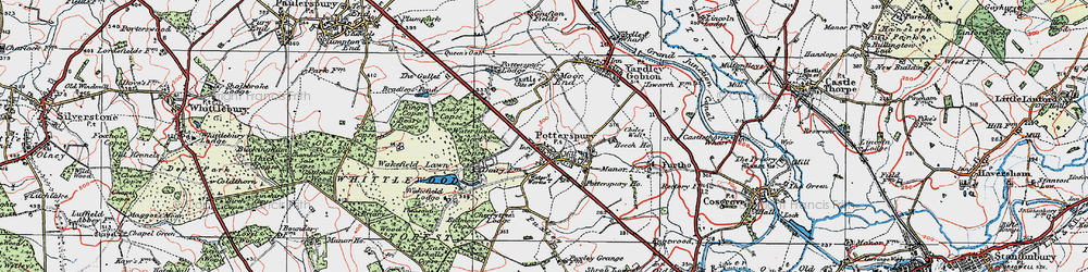 Old map of Potterspury in 1919