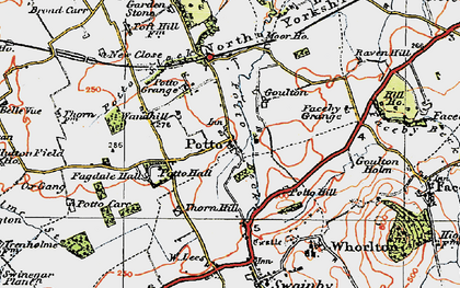 Old map of Potto Hall in 1925