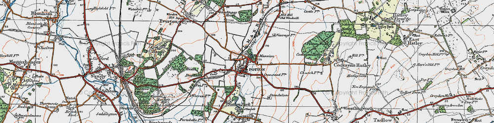 Old map of Potton in 1919