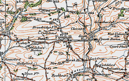 Old map of Poughill in 1919