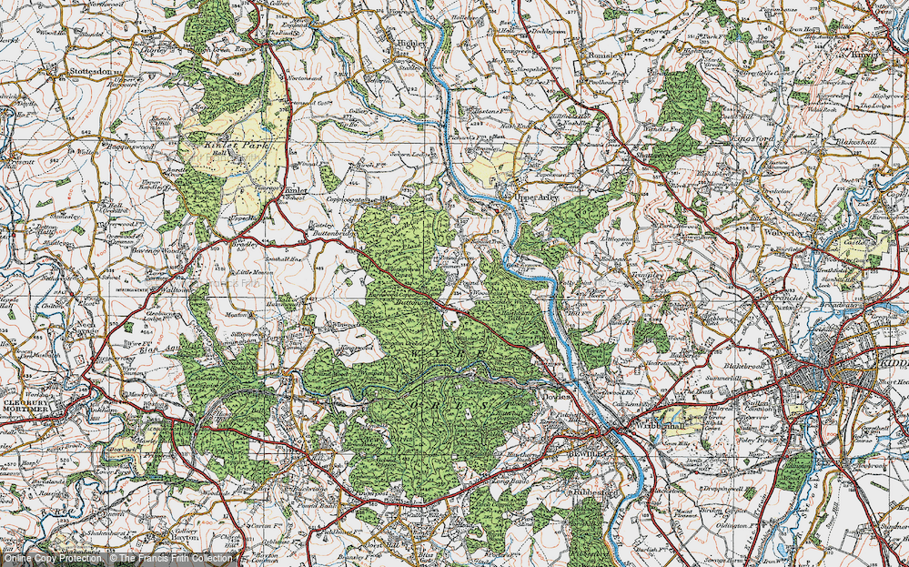 Old Map of Historic Map covering Withybed Wood in 1921