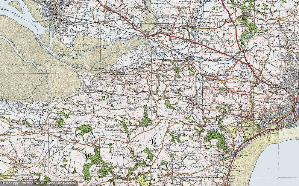 Old Map of Historic Map covering Fairwood in 1923