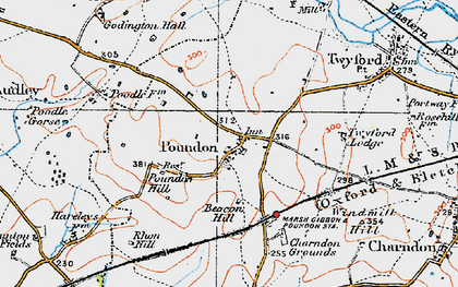 Old map of Poundon in 1919