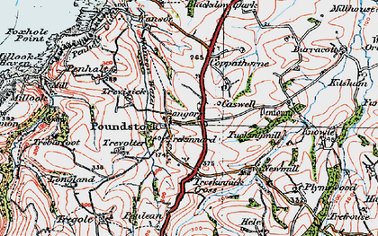 Old map of Poundstock in 1919