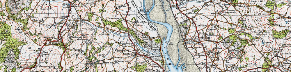 Old map of Powderham in 1919
