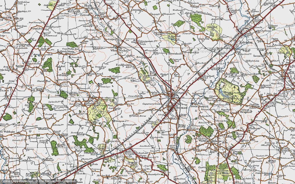 Old Map of Powers Hall End, 1921 in 1921