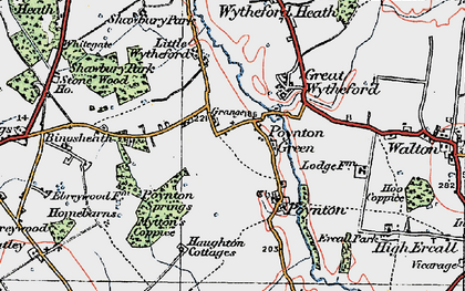 Old map of Poynton Green in 1921