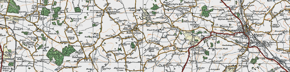 Old map of Poystreet Green in 1921