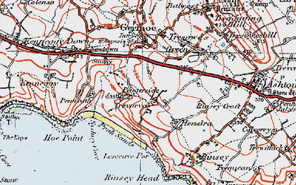 Old map of Praa Sands in 1919