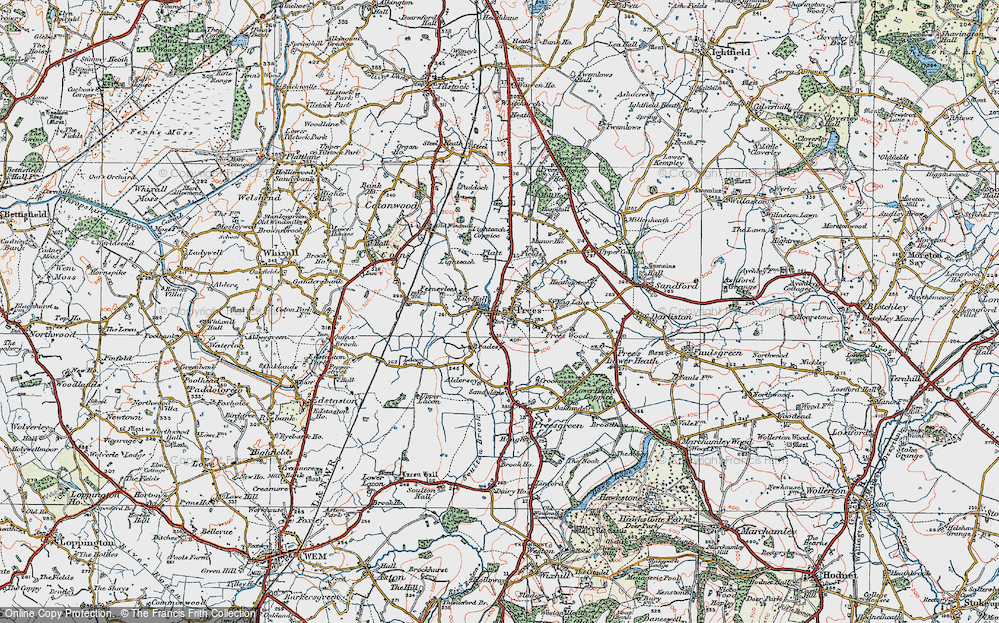 Old Map of Prees, 1921 in 1921