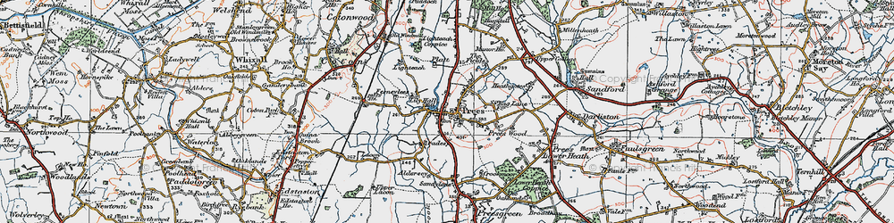 Old map of Prees in 1921