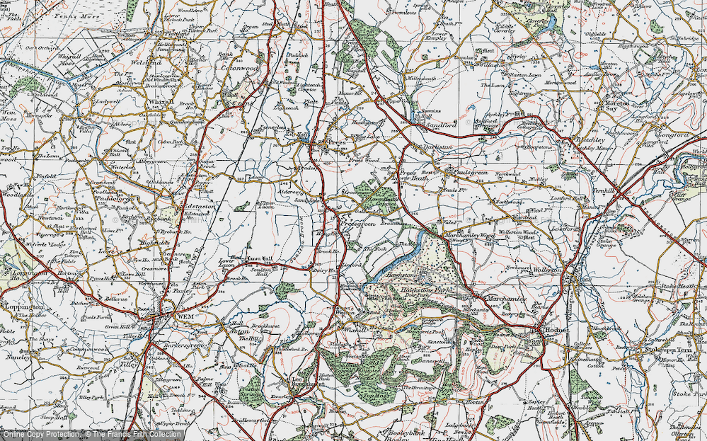 Old Map of Prees Green, 1921 in 1921