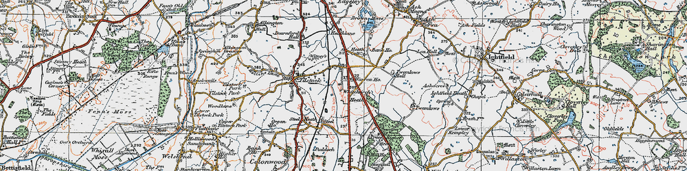 Old map of Prees Heath in 1921