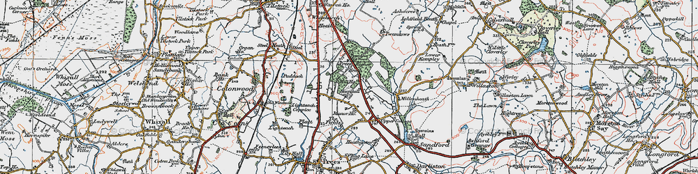 Old map of Prees Higher Heath in 1921