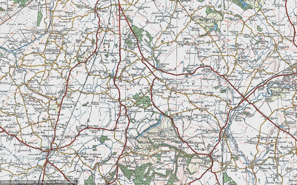 Old Map of Prees Lower Heath, 1921 in 1921
