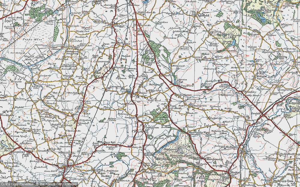 Old Map of Prees Wood, 1921 in 1921