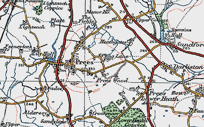 Old map of Prees Wood in 1921