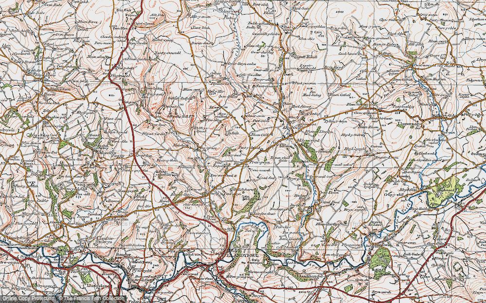 Old Map of Historic Map covering Maesymeillion in 1923