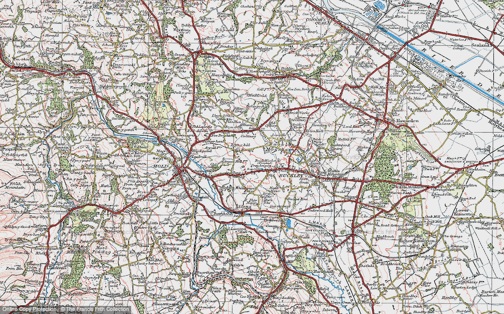 Old Map of Historic Map covering Bryn-y-baal in 1924
