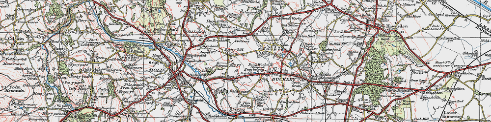 Old map of Bryn-y-baal in 1924