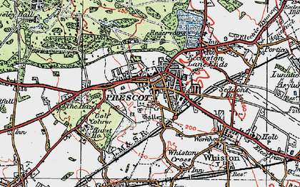 Old map of Prescot in 1923