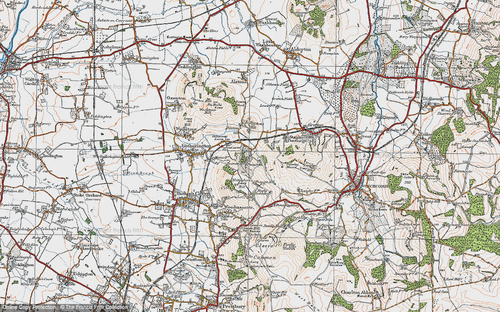 Old Map of Historic Map covering Winchcombe Way in 1919