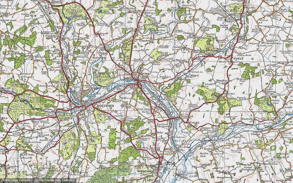 Old Map of Historic Map covering Easneye in 1919
