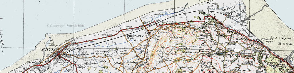 Old map of Prestatyn in 1922