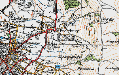 Old map of Prestbury in 1919