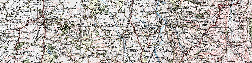Old map of Prestbury in 1923