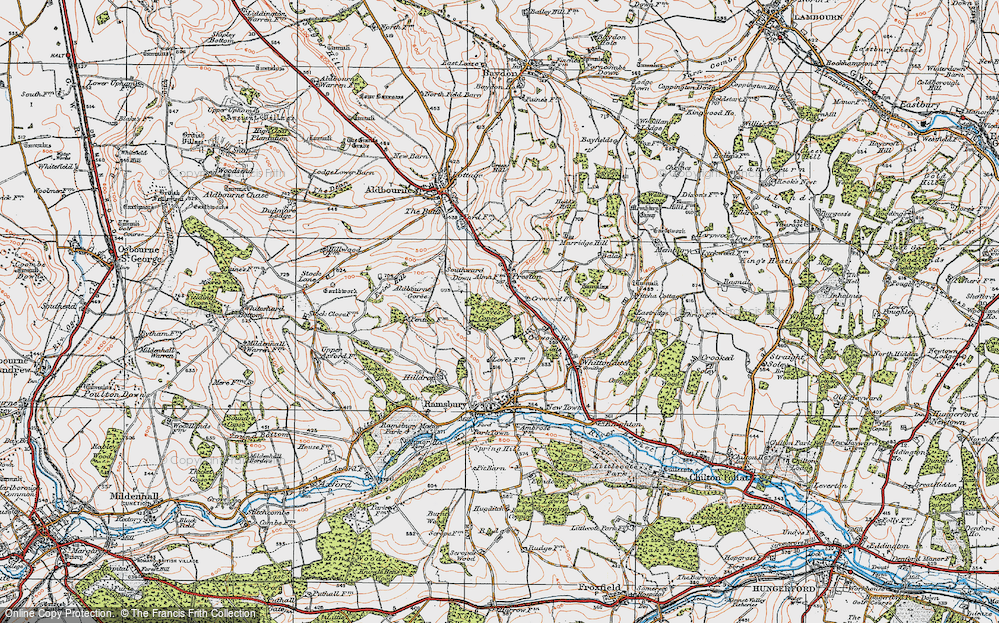 Old Map of Historic Map covering Blake's Copse in 1919