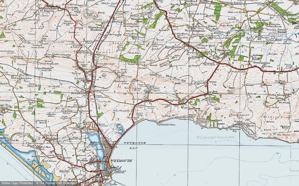 Old Map of Historic Map covering White Horse Hill in 1919