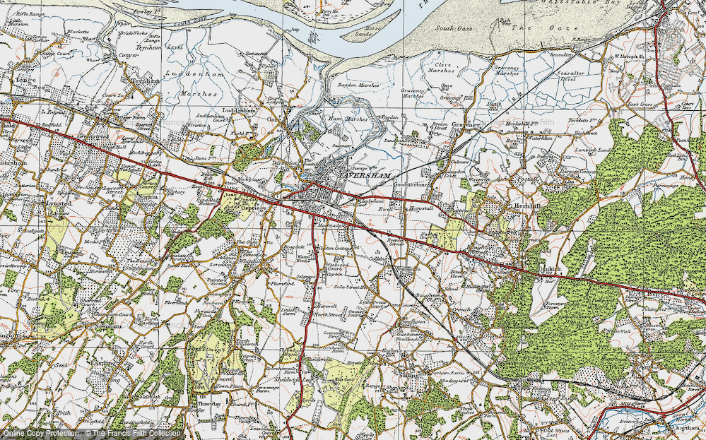 Old Map of Historic Map covering Brenley Corner in 1921