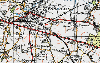 Old map of Brenley Corner in 1921