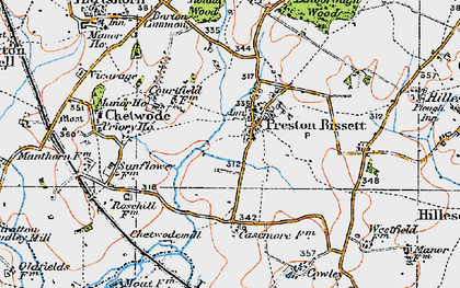 Old map of Preston Bissett in 1919
