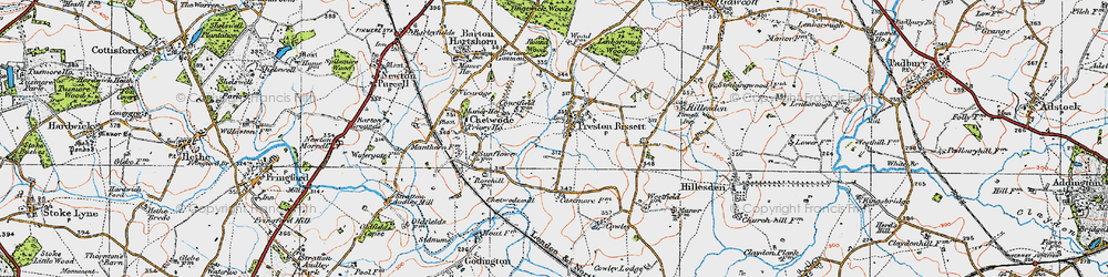 Old map of Preston Bissett in 1919