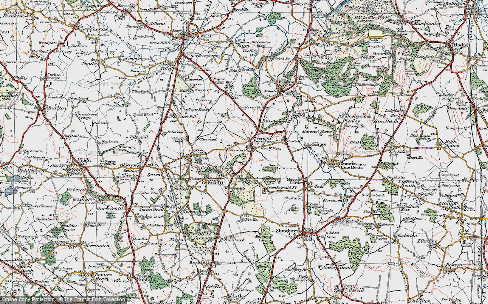 Old Map of Preston Brockhurst, 1921 in 1921