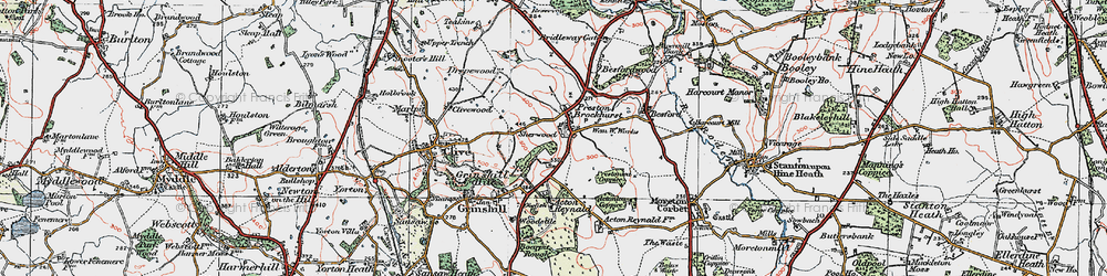 Old map of Preston Brockhurst in 1921