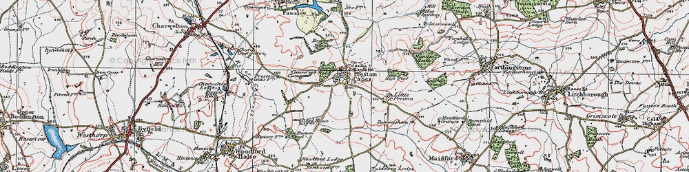 Old map of Preston Capes in 1919