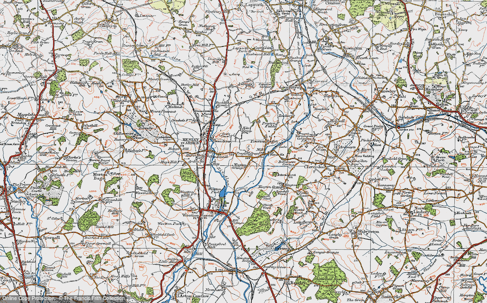 Old Map of Historic Map covering Wootton Grange in 1919