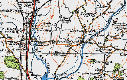 Old map of Wootton Grange in 1919