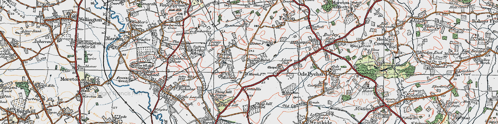 Old map of Preston Marsh in 1920
