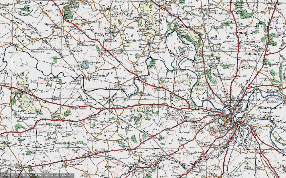 Old Map of Preston Montford, 1921 in 1921