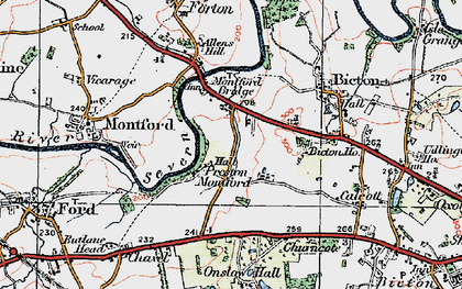 Old map of Preston Montford in 1921