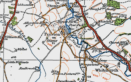 Old map of Preston on Stour in 1919
