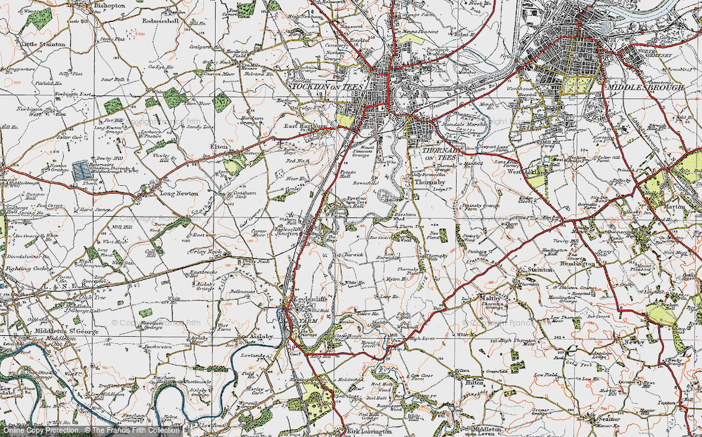 Old Map of Historic Map covering Bassleton Wood in 1925