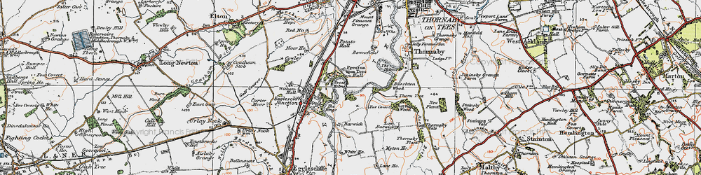 Old map of Ingleby Barwick in 1925