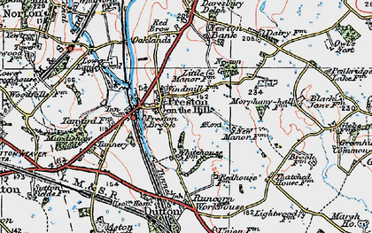 Old map of Preston on the Hill in 1923