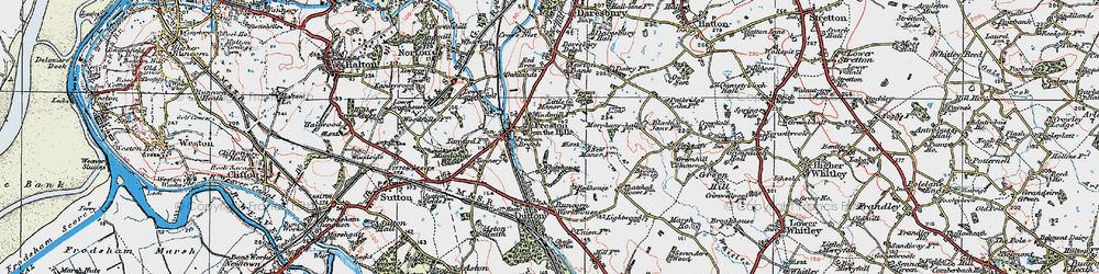 Old map of Preston on the Hill in 1923